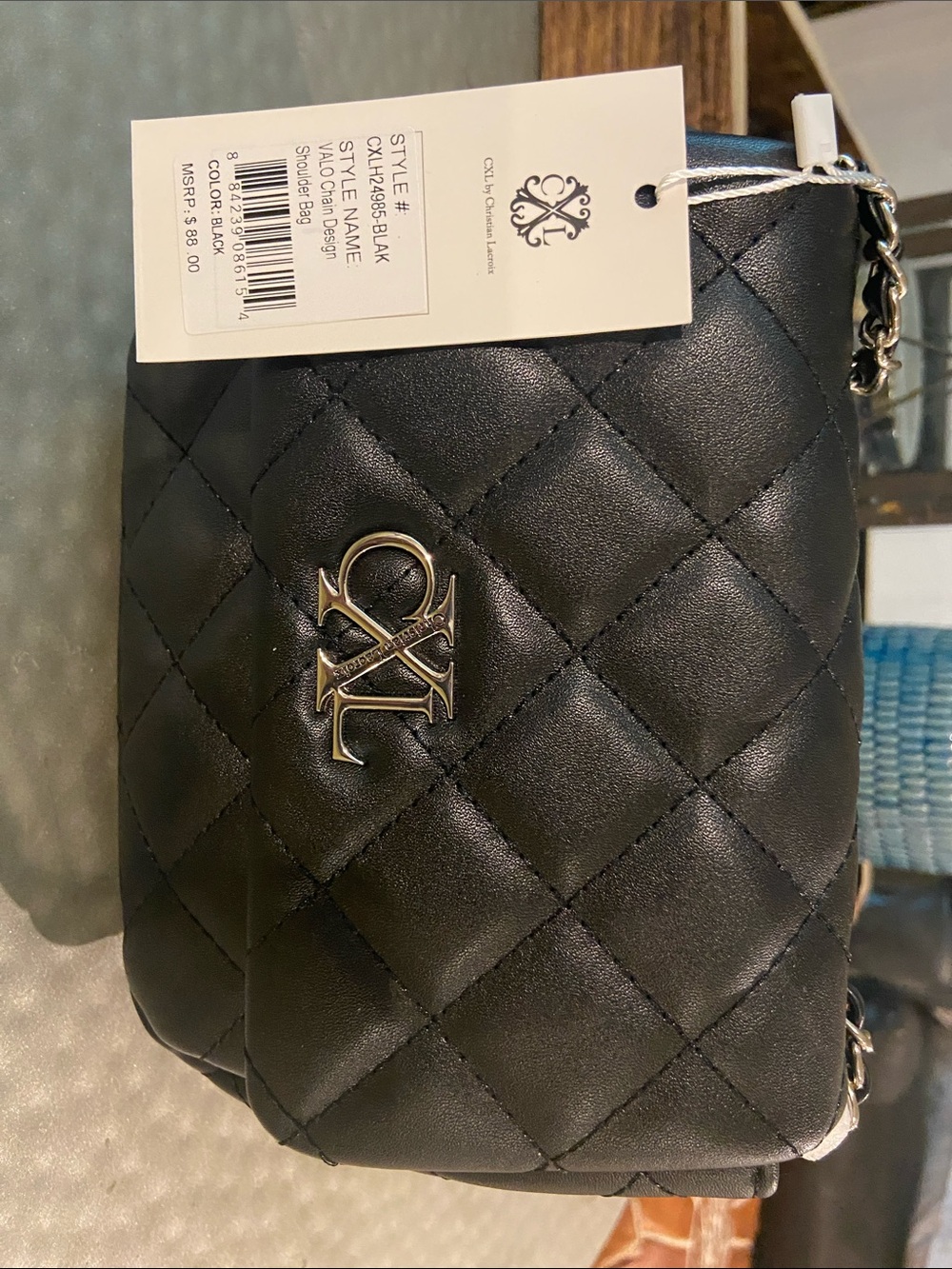 Calvin Klein Black Quilted Crossbody Bag with Silver Logo